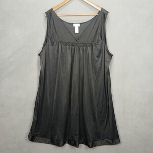 Vanity Fair A Line Dress Womens 3X Black Cotton V Neck Ruffle Detail Outdoor